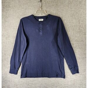 Taylor Stitch Organic Cotton Henley Tee Shirt Mens 40 US M Blue Casual *Spots